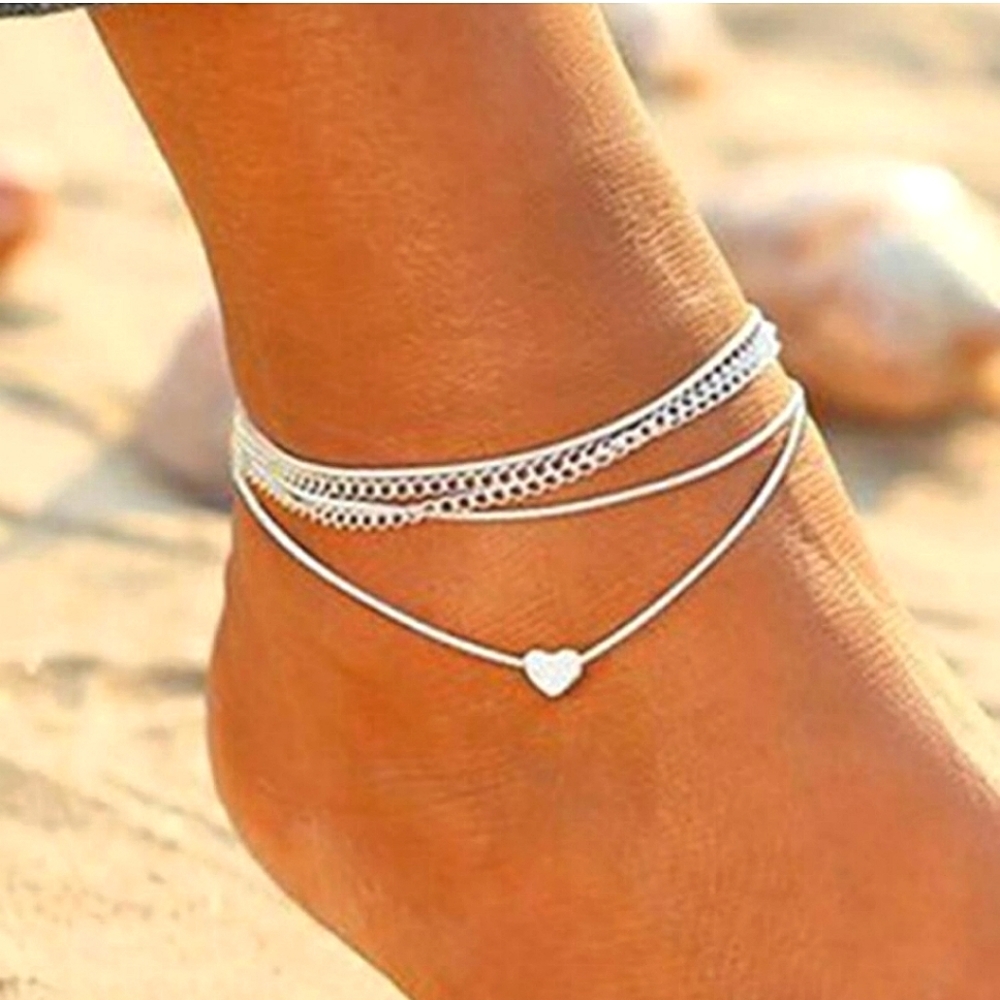 Brand New Layered Heart Ankle Bracelet